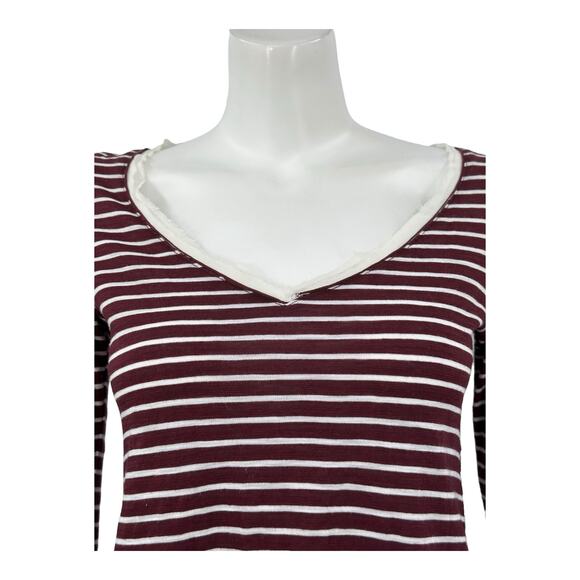 Meadow Rue Anthropologie Top Womens Small Cassia Stripe Red Lace Split Back Boho - Picture 2 of 9